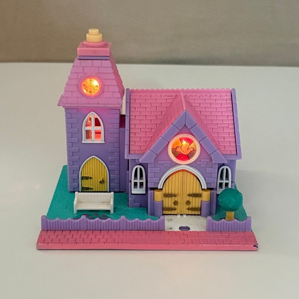 VTG 1992 Polly Pocket Light-Up Wedding Chapel WORKS Bride Doll Only